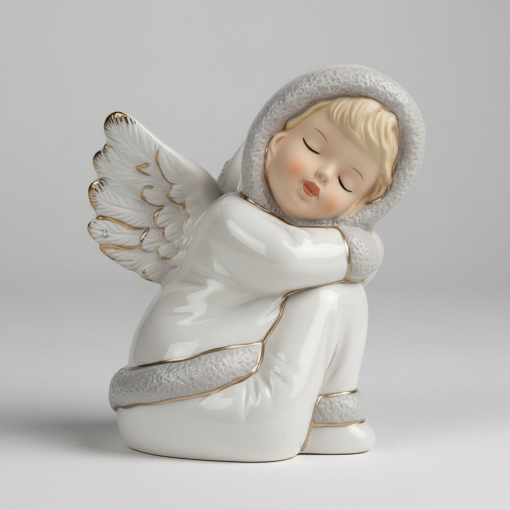 Winter Cherub Sleeping 4"T