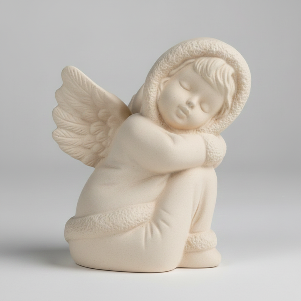 Winter Cherub Sleeping 4"T