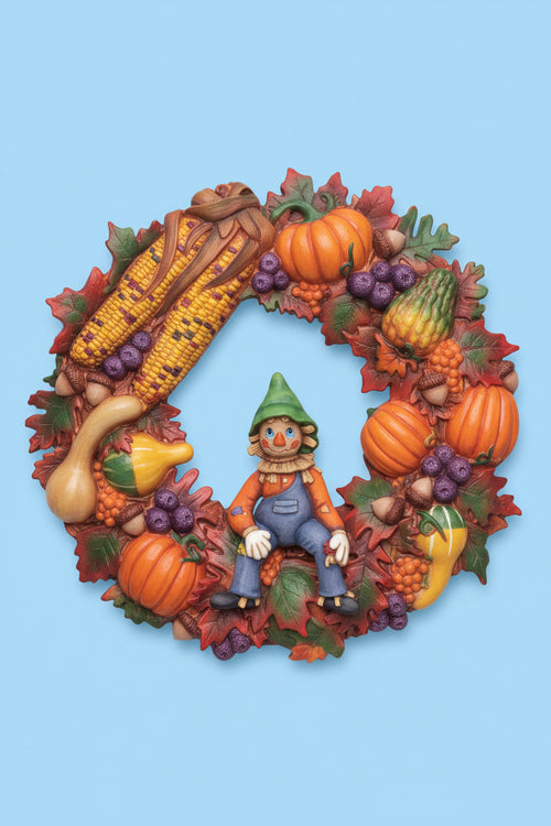 Autumn Wreath w/Scarecrow 16"D