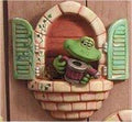 Window Frog w/Watering Can 8.5"t