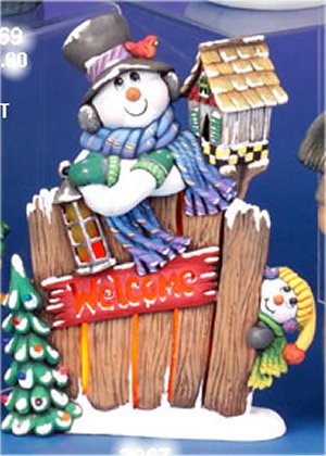 CPI Welcome Snowmen w/Fence 14.5"T