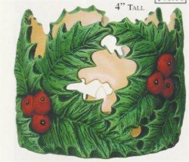 Holly Berry Candle Holder 3.5"D