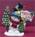 Snowman w/Trees for Sale pinlites incld. 13"t