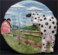 Barn & Cow Plaque w/therm.11"