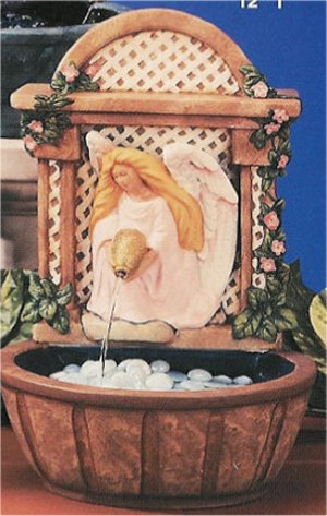 Angel Fountain 13"H  Inside glazed