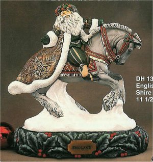 English Santa on Shire Horse/base sold sep. 11.5"L