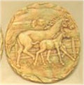 Horse & Pony w/Barn Plaque/Slab 11"