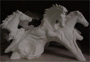 3 Running Driftwood Horses 8x13"