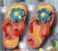 Flip Flop w/Flowers Set 9.5"L Unpainted
