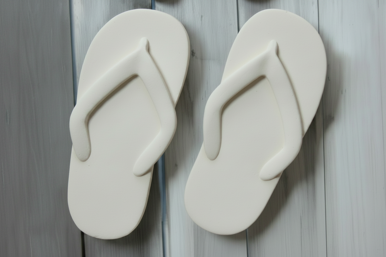Flip Flop w/Flowers Set 9.5"L Unpainted