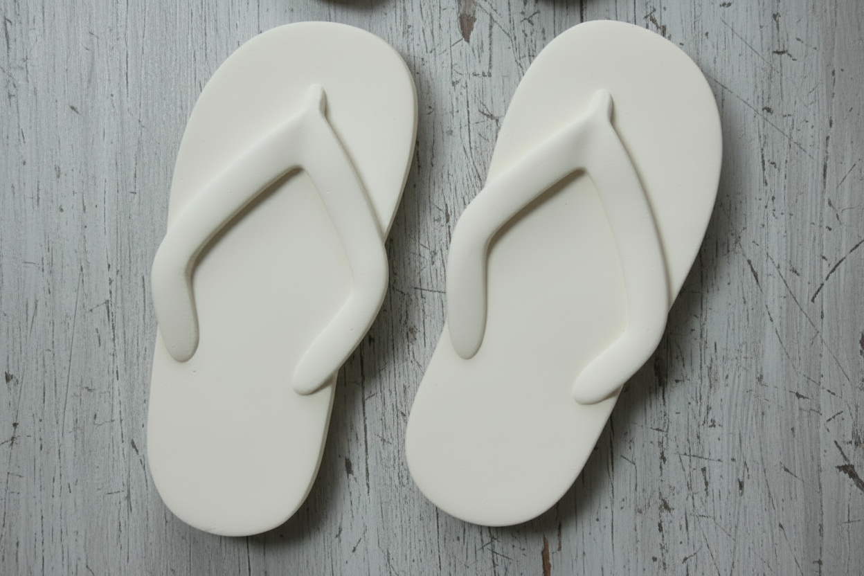 Flip Flop w/Flowers Set 9.5"L Unpainted