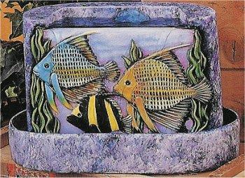 Fish Fountain 11x7"t Tank Glazed