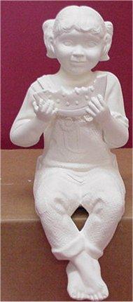 Sm. Girl w/Watermelon Wh. 13"T