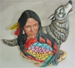 Ind.Wolf & Dreamcatcher 9"T