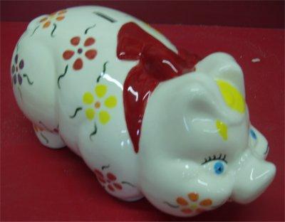 Lg Piggy Bank w/plug 12x6.5"