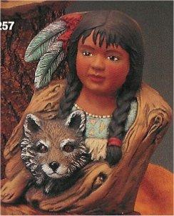 Little Dove w/Wolf Pup 9"T