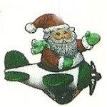 Santa on Airplane Orn. 3"