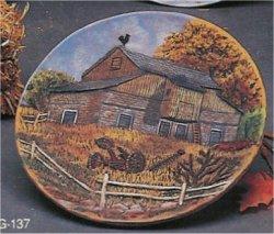 Barn Scene Plaque 6"dia.
