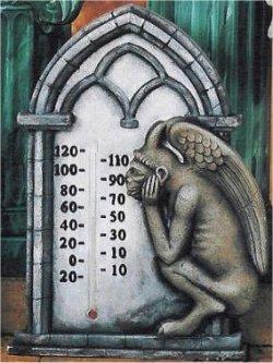 Gargoyle Thermometer Plaque 13x9" Therm incld.
