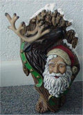 Santa & Deer Woodcarved 9.5"