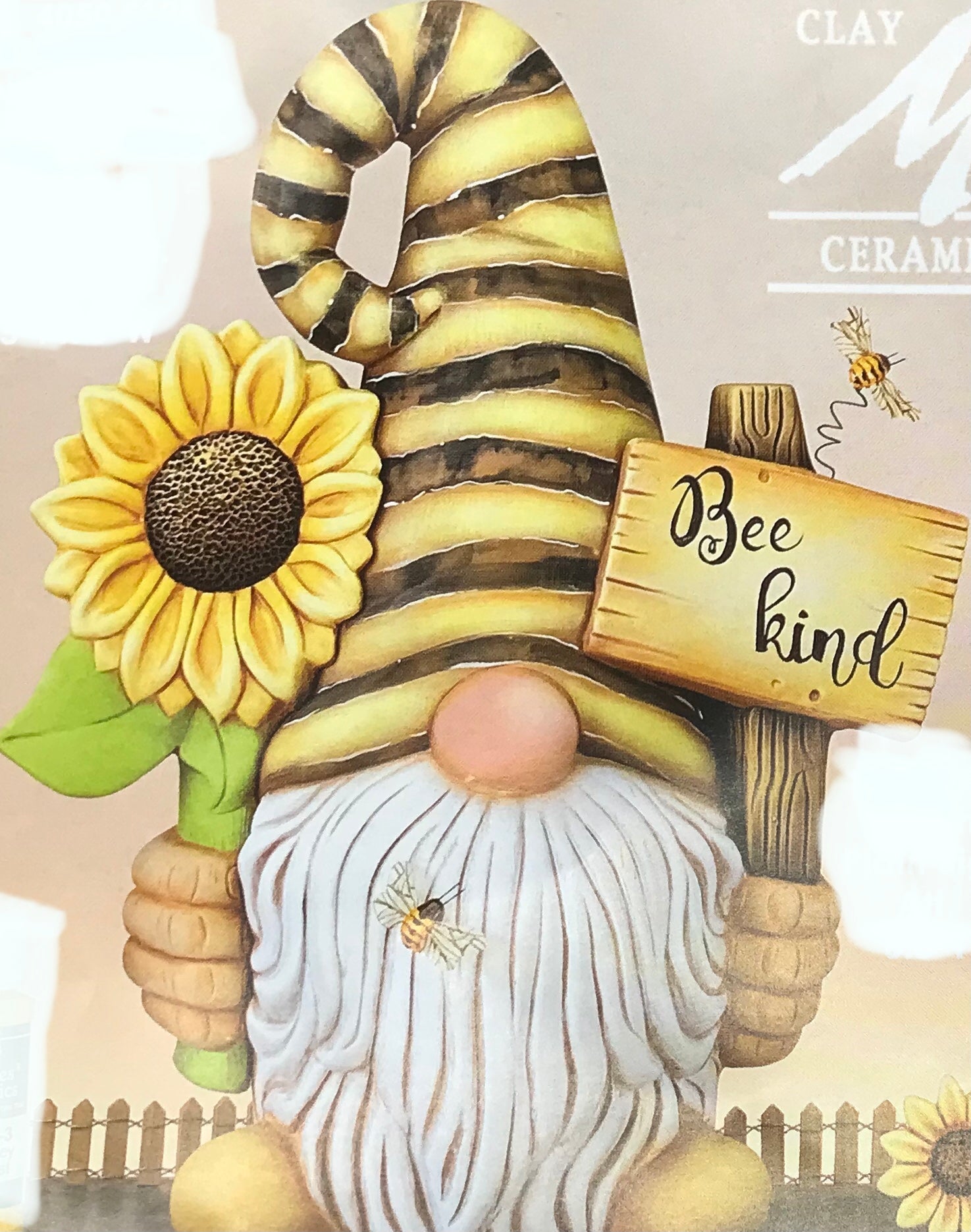 CM Garth Gnome w/Sunflower & Sign 15.5”Tx12”W