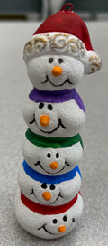 Snowmen Head Stack Ornament 5”Tx1.75