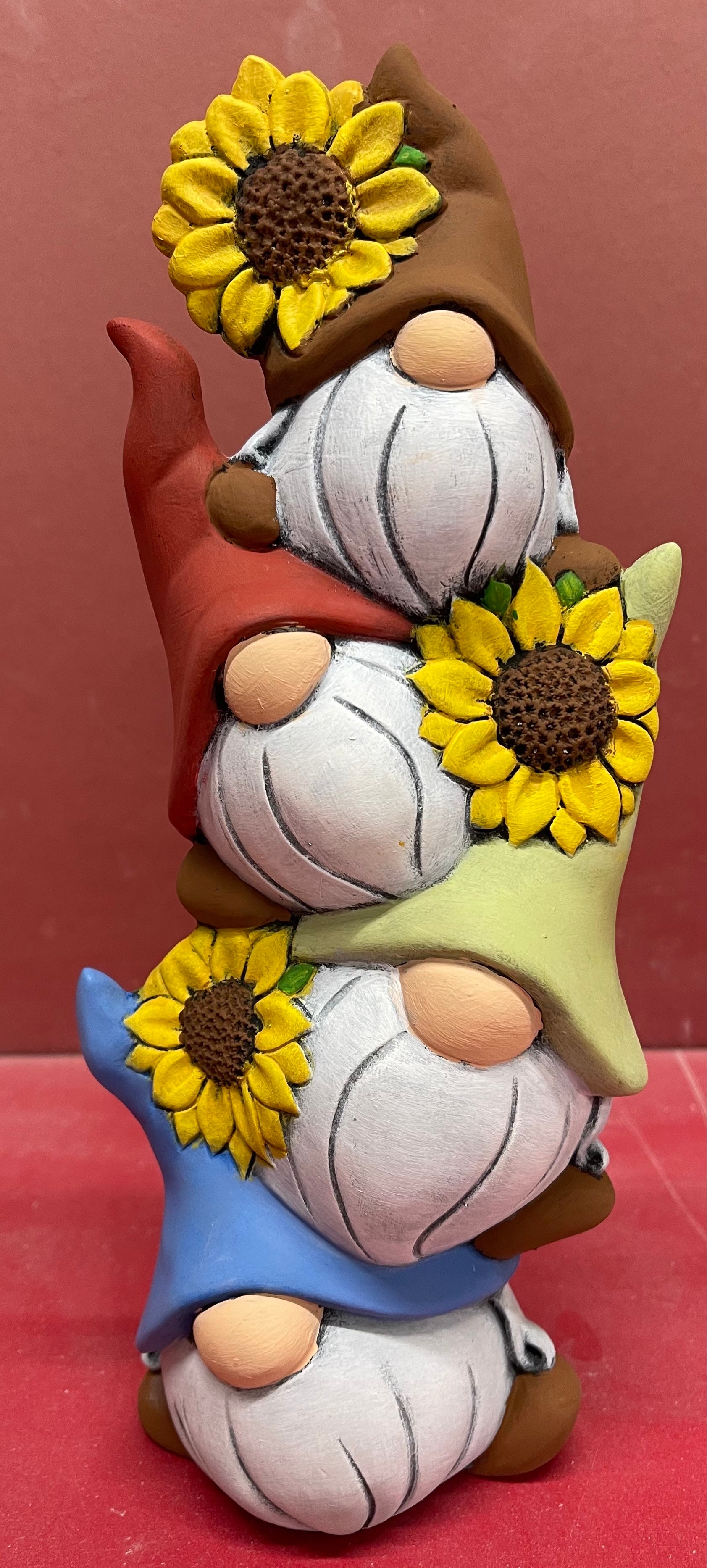 CM Gnomes w/Sunflower Stack 10.5”T x 4.75”W