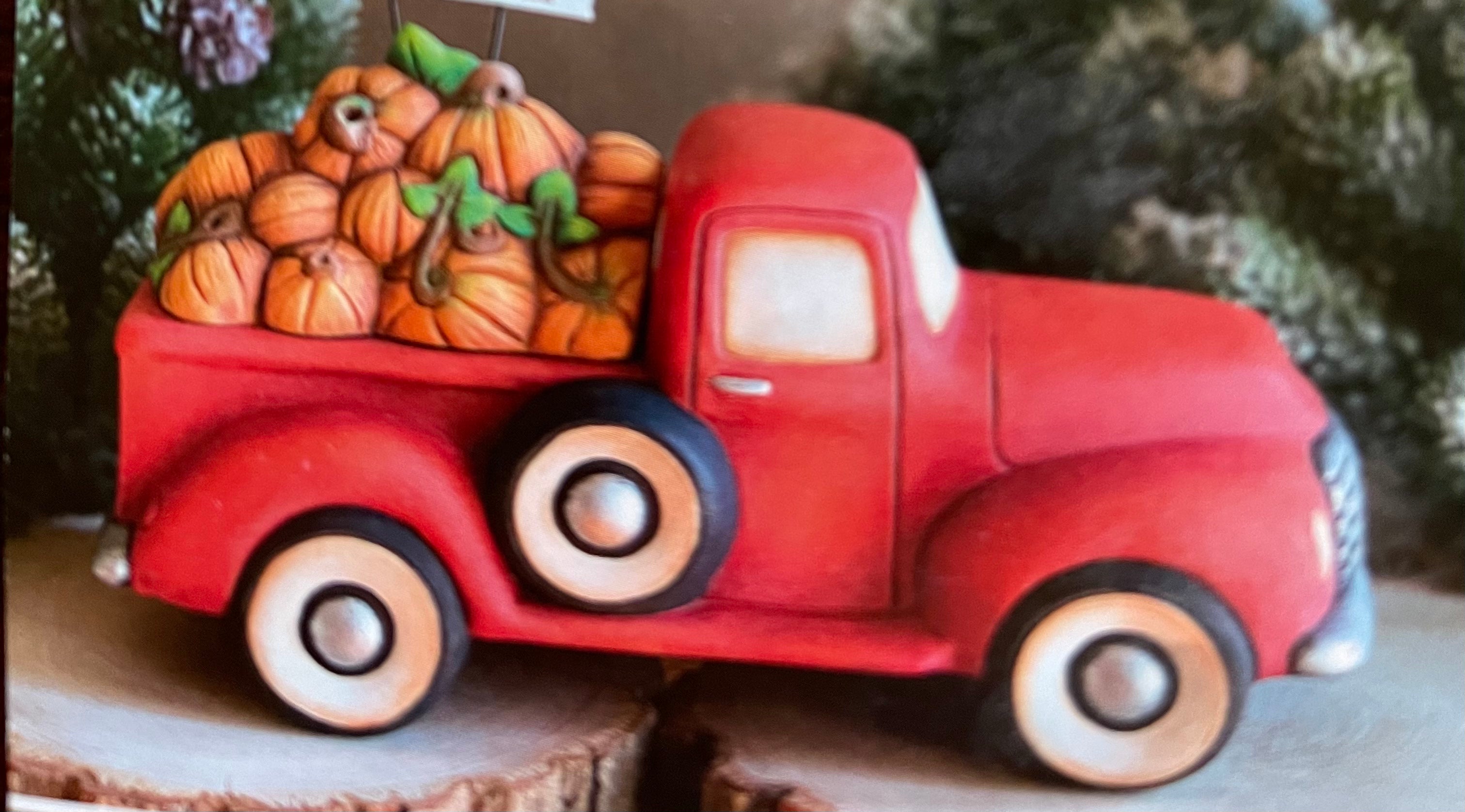 CM Pickup with Pumpkins 9.75”L