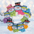CM Snowman Wreath 15.75”D Flock Greens & Holly not includ.